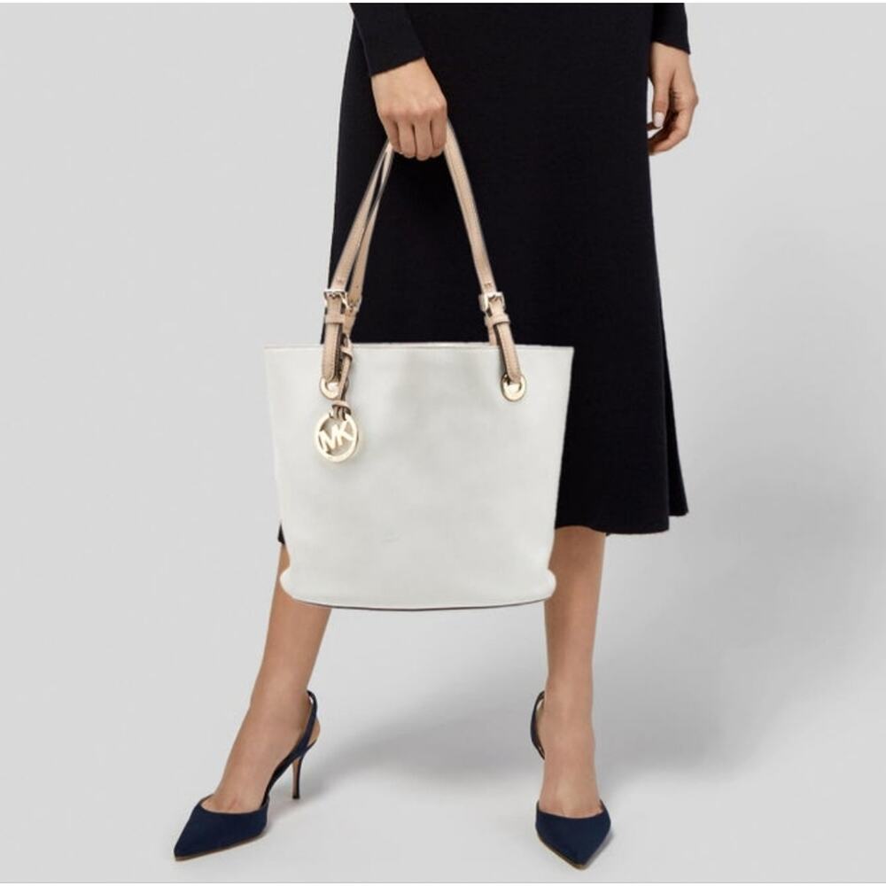 Michael Kors White and Tan Shoulder Bag
